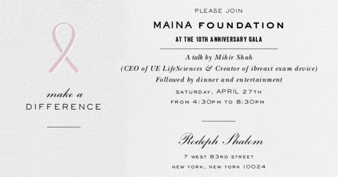Maina Foundation Gala Invitation: Save the Date