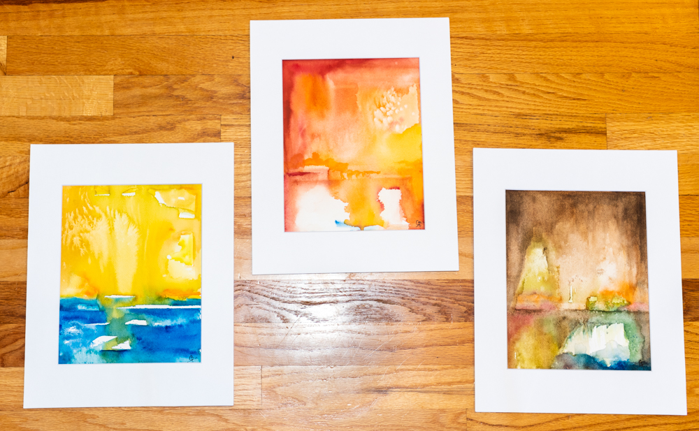 Watercolor on L'Aquarelle Canson Heritage paper 8 by 10 paintings in a 11 by 14 mat (included) Set of 3- Coming Home $ 375
