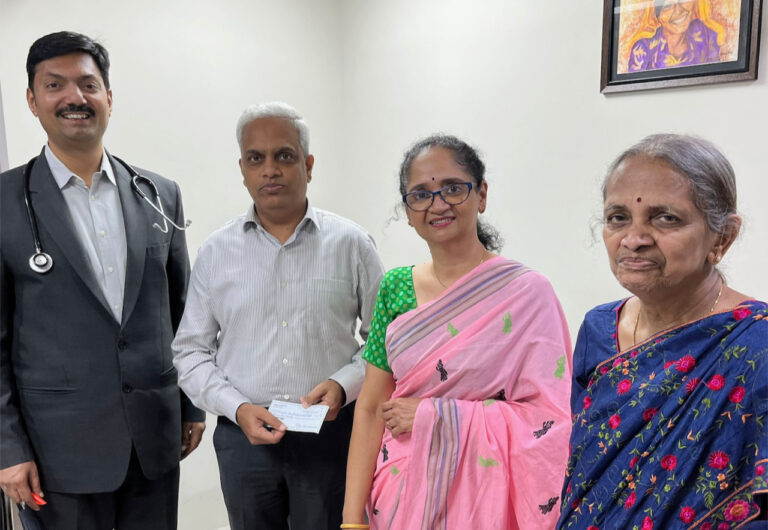 (L-R) - Dr. Dattatreya, Chief Oncologist, Dr. Janardhan, Natalie Sambamurty and Durga Gopal, the manager of the project and herself a cancer survivor.