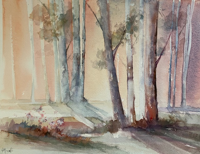 Light through the Trees, 11×14” watercolor $250 – By Lisa Miceli