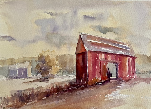 The Red Barn, 11×14” watercolor $250 – By Lisa Miceli