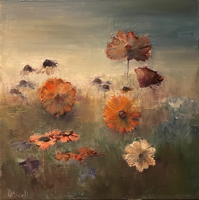 Wildflowers, 12×12” oil on canvas $650 – By Lisa Miceli